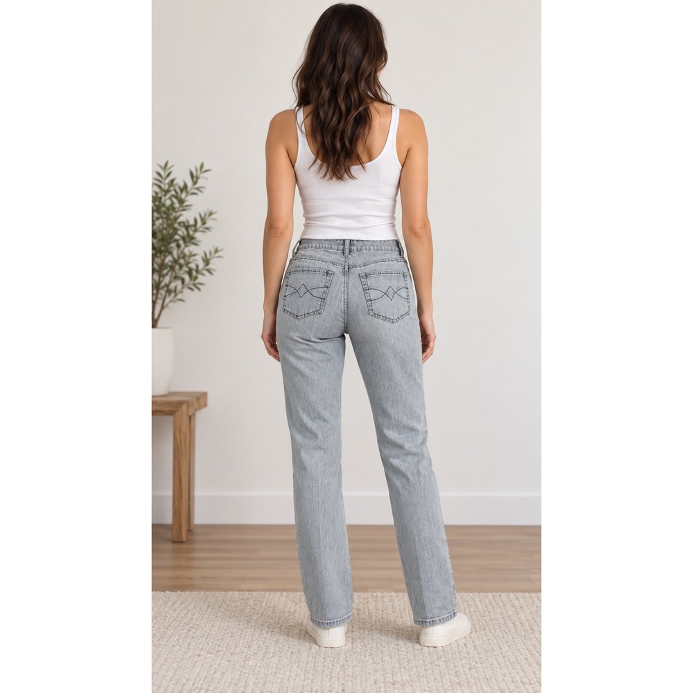 Hot Bottoms Womens Light Wash Straight Leg Jeans Size 14 Blue Mid Rise Denim